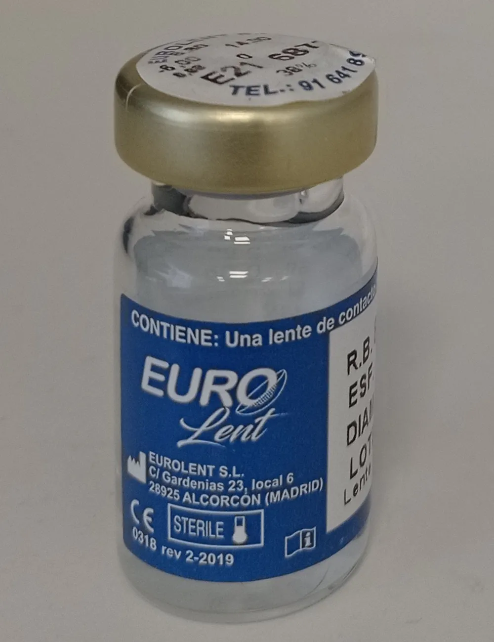 Vial de lente Hydroflex 38% de Eurolent